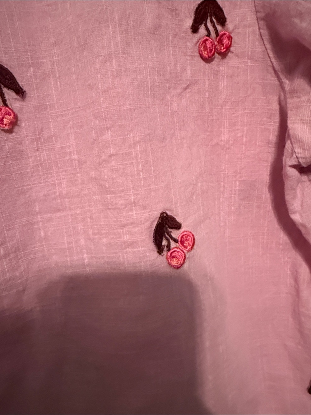 Maeve for Anthropologie Lilac Pink Button-Down Shirt with Cherry Embroidery - Picture 9 of 9